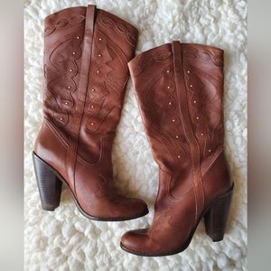 JESSICA SIMPSON Leather Cowboy boots sz 8 Brown